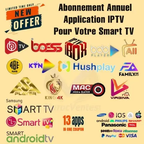 Abonnement IPTV annuel Maroc — applications Smart TV compatibles